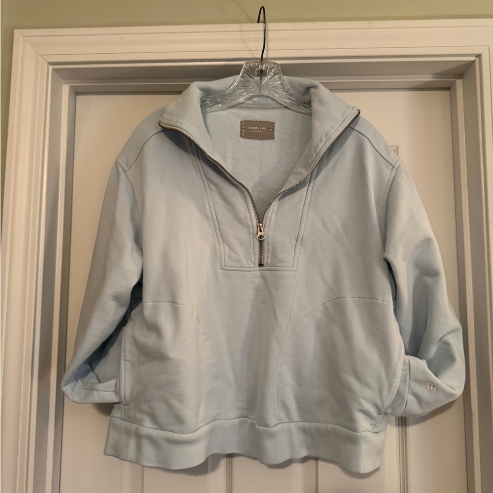 Quarter Zip Baby Blue Everlane Pullover Size M Organic Cotton